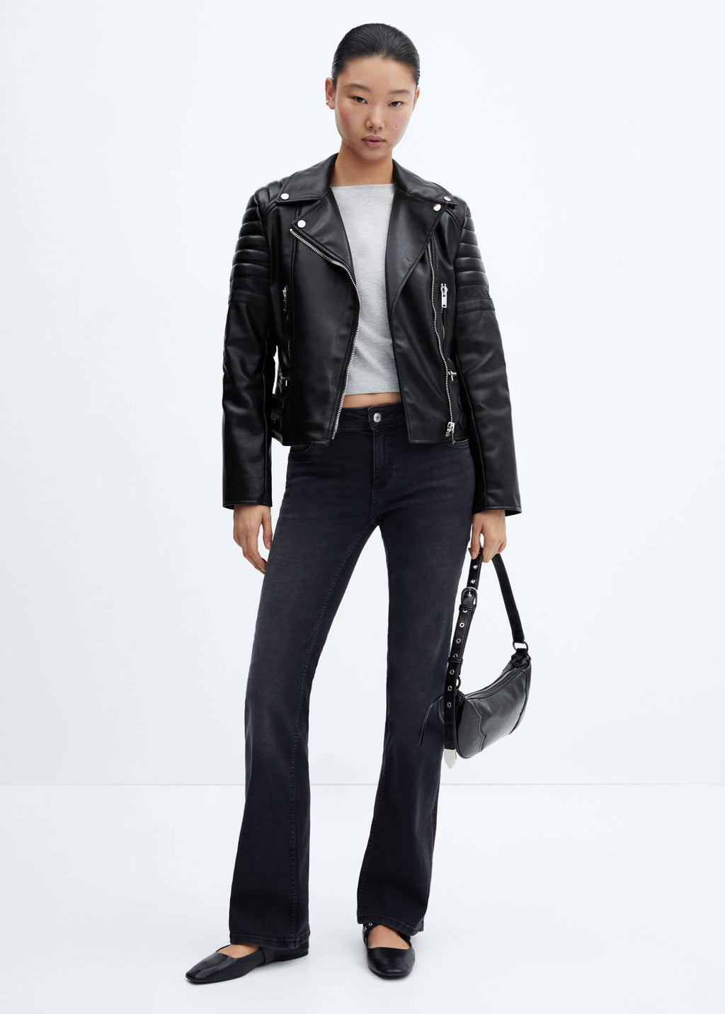 Chaqueta biker efecto piel
