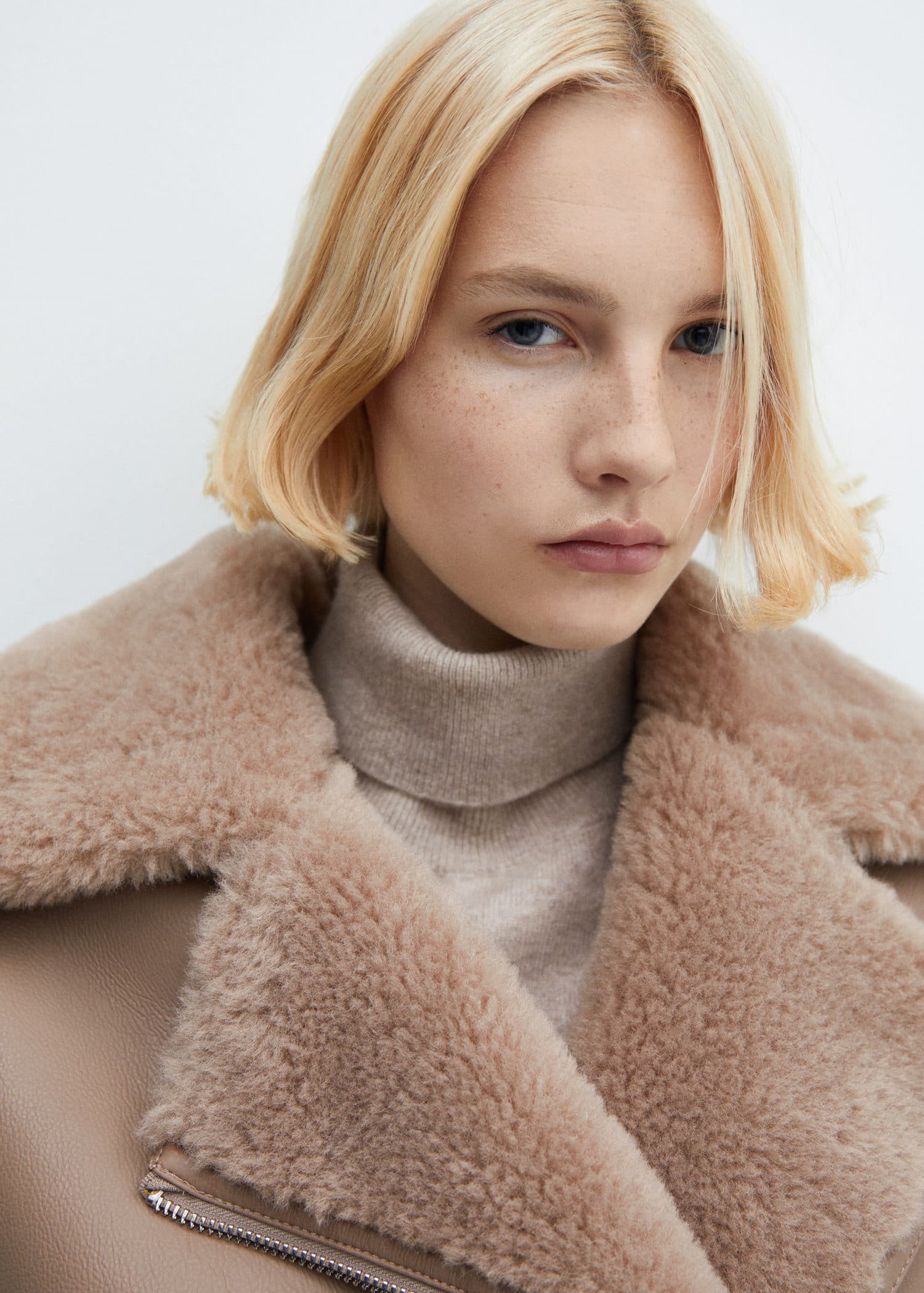 Chaqueta doble faz efecto piel
