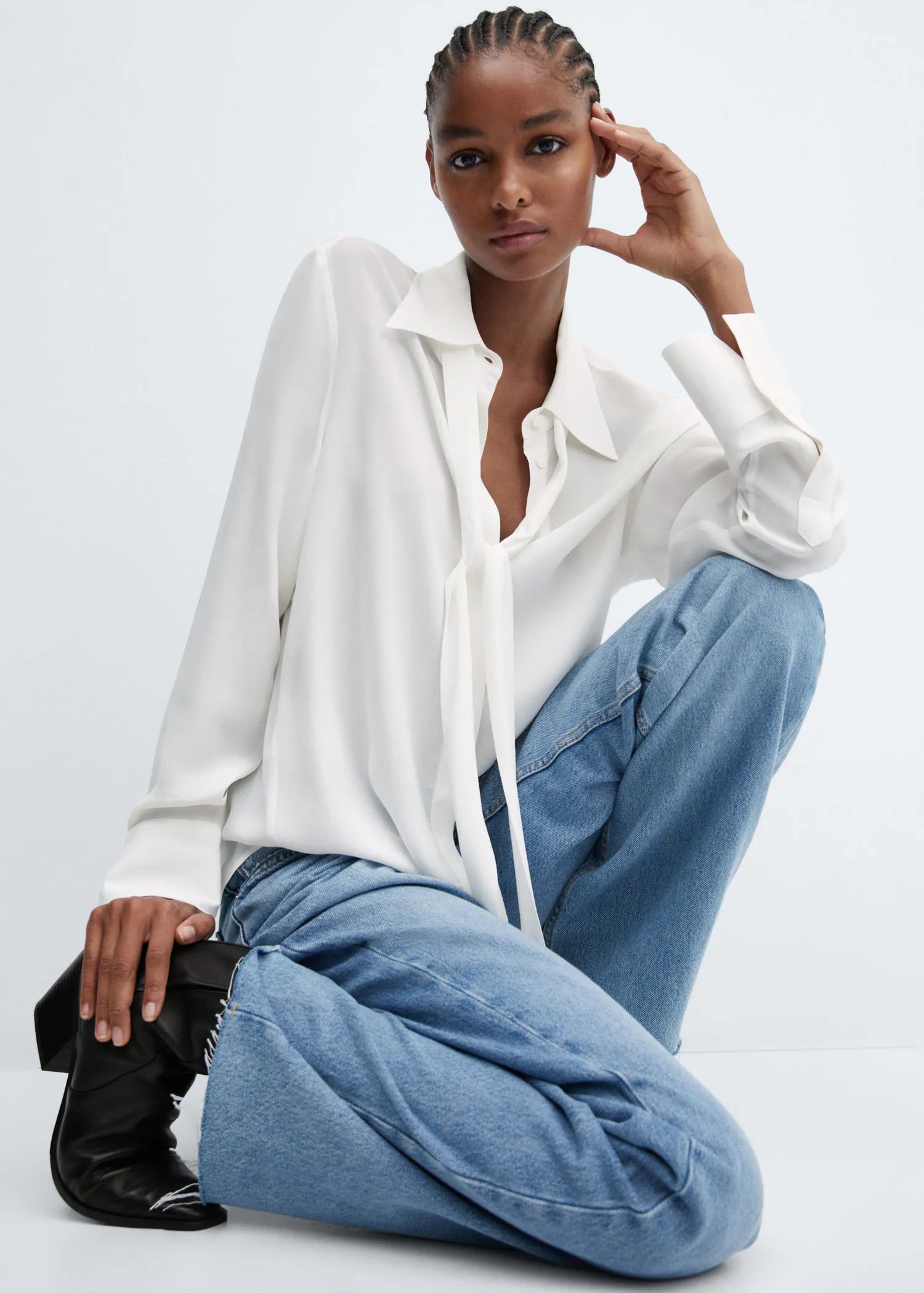 Blusa lazo cuello