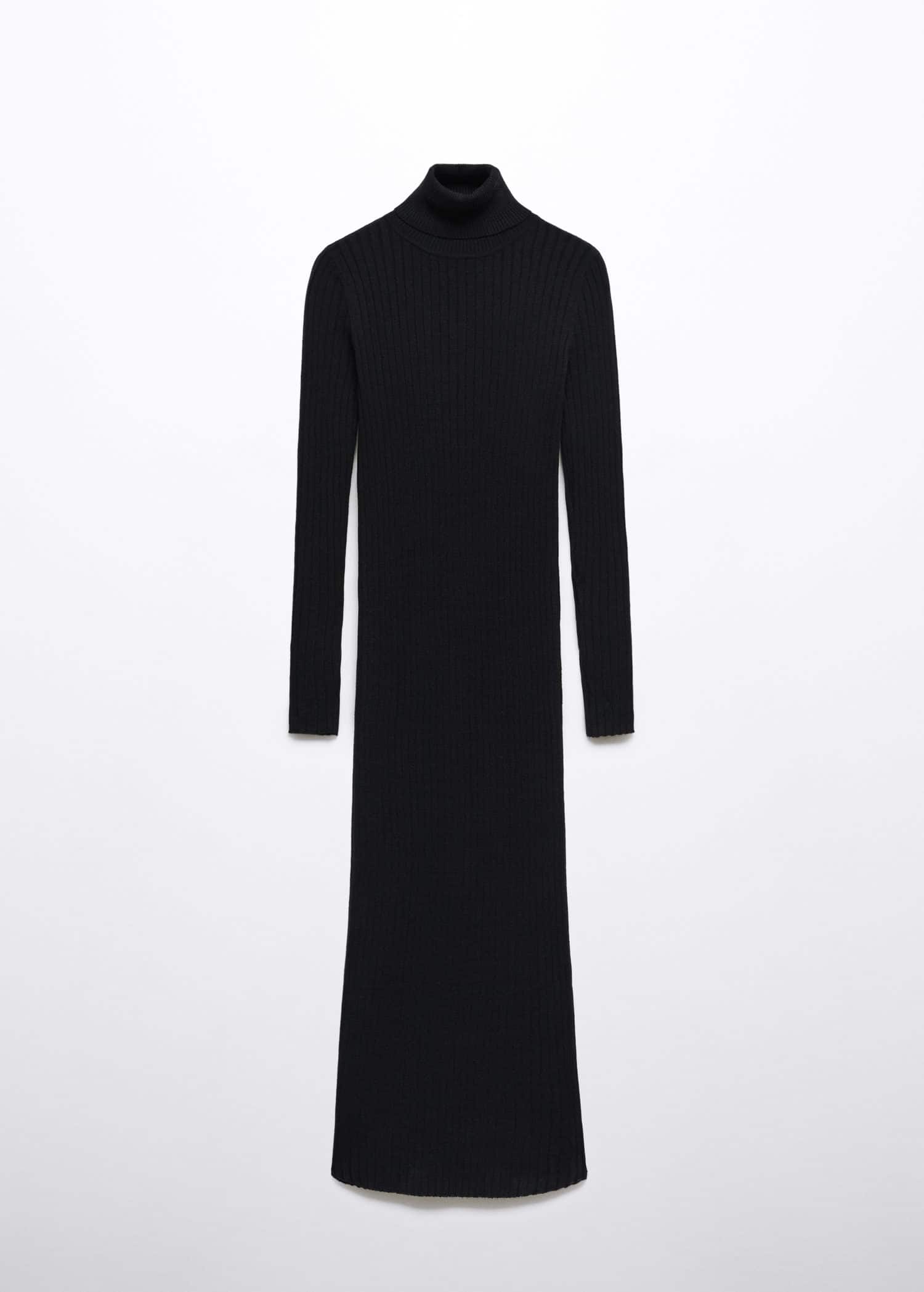 Vestido midi canalé cuello alto