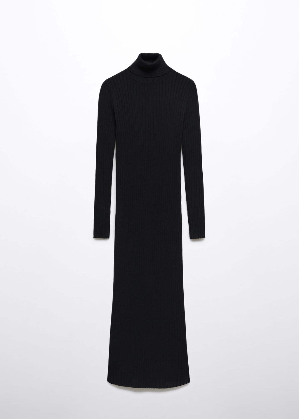 Vestido midi canalé cuello alto