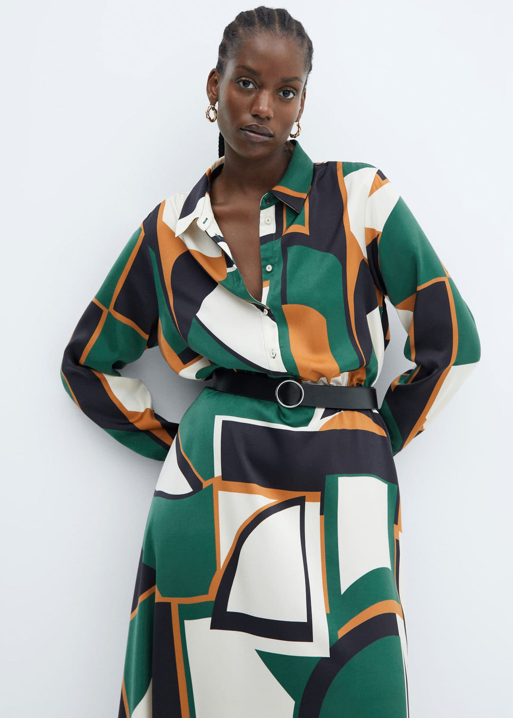 Vestido camisero geométrico