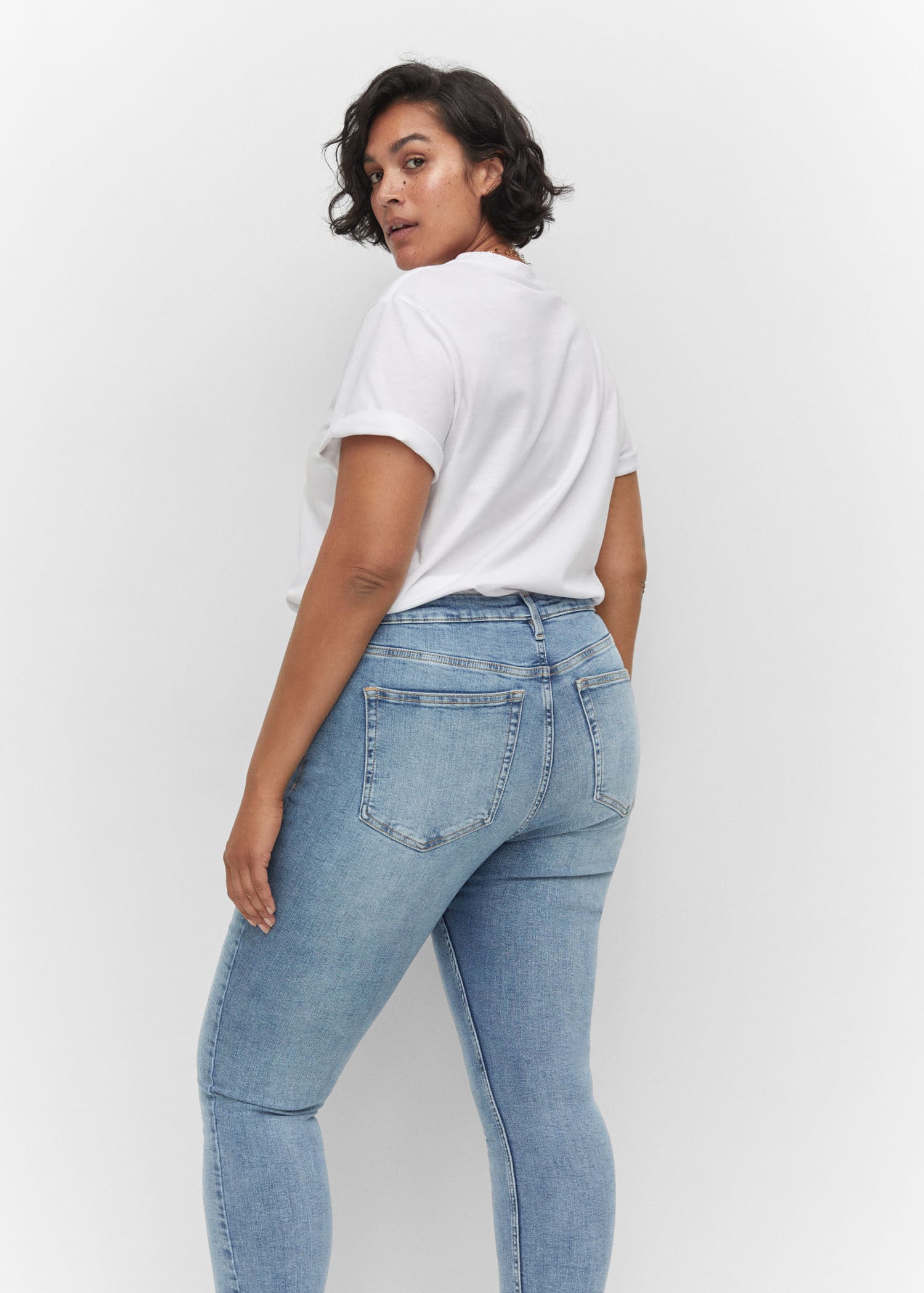 Jeans skinny tiro alto