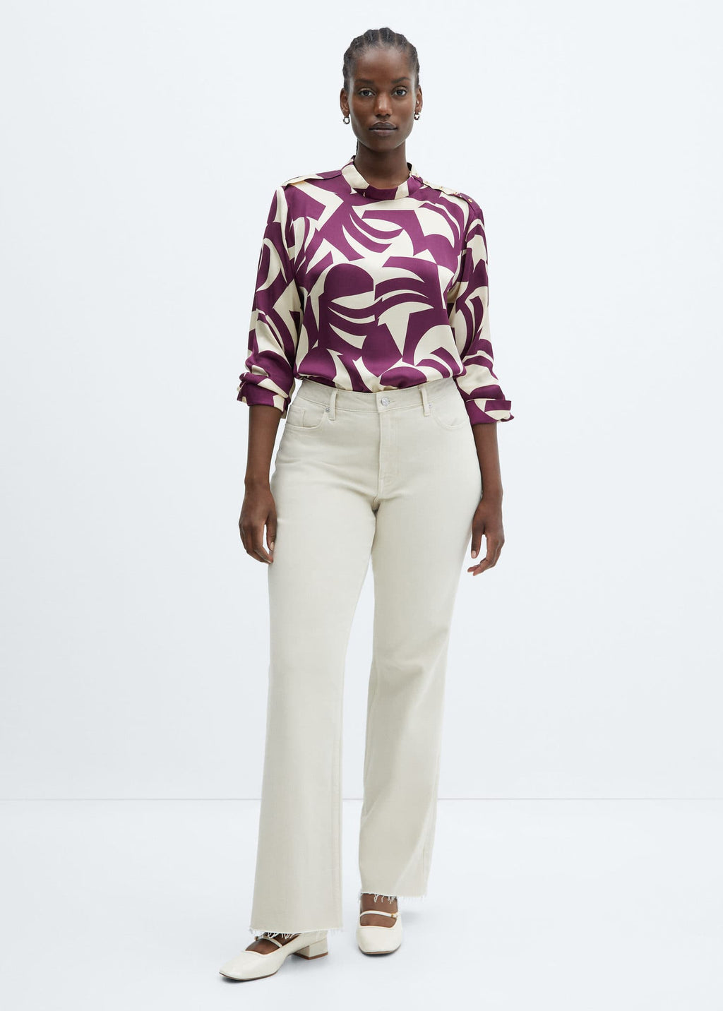 Blusa satinada estampada