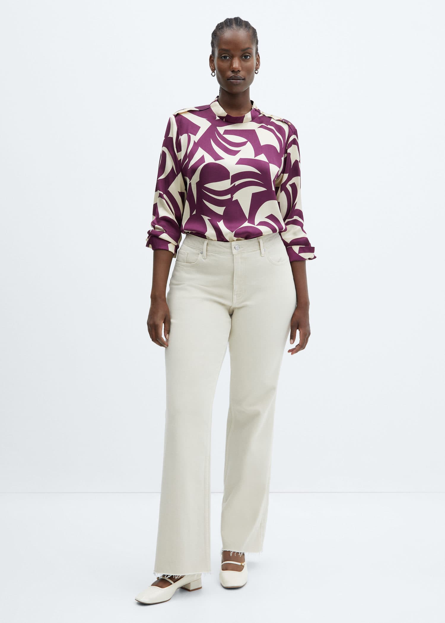 Blusa satinada estampada