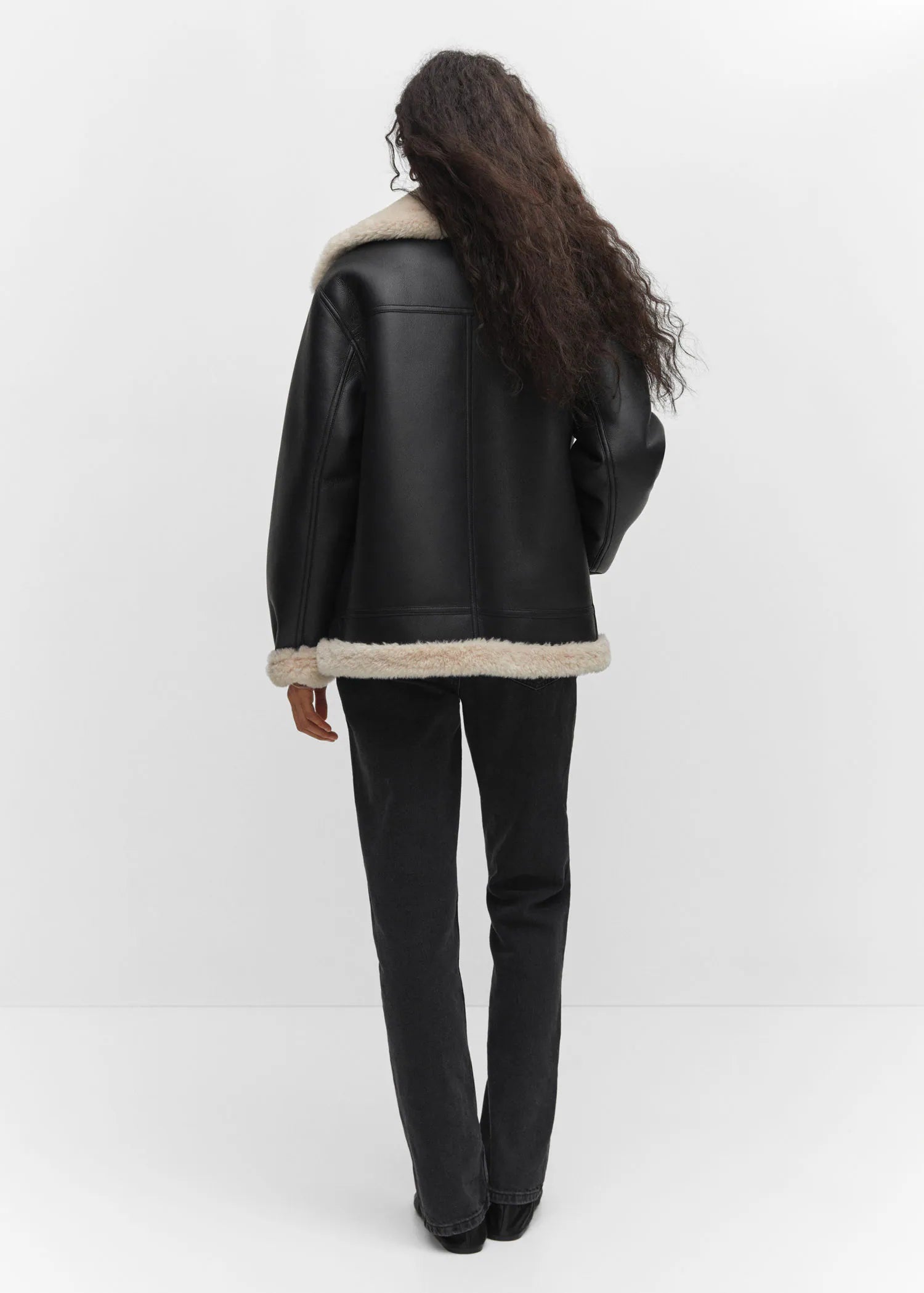 Chaqueta doble faz efecto piel